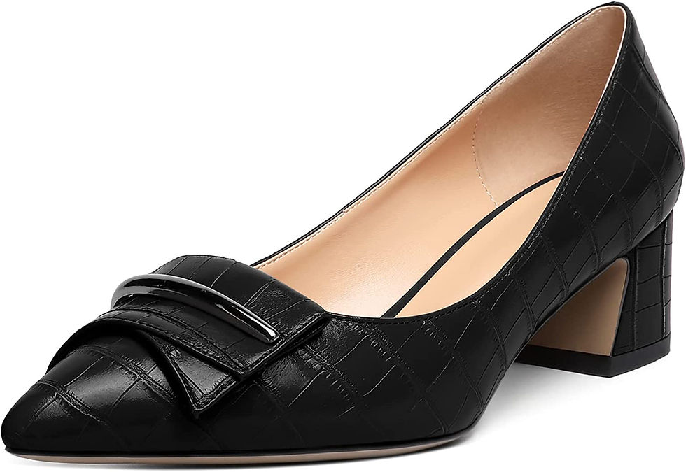 Thumbnail: YODEKS Women's Chunky Heel Pumps Low Block Heel Pointed Toe Slip on Dress Pump 