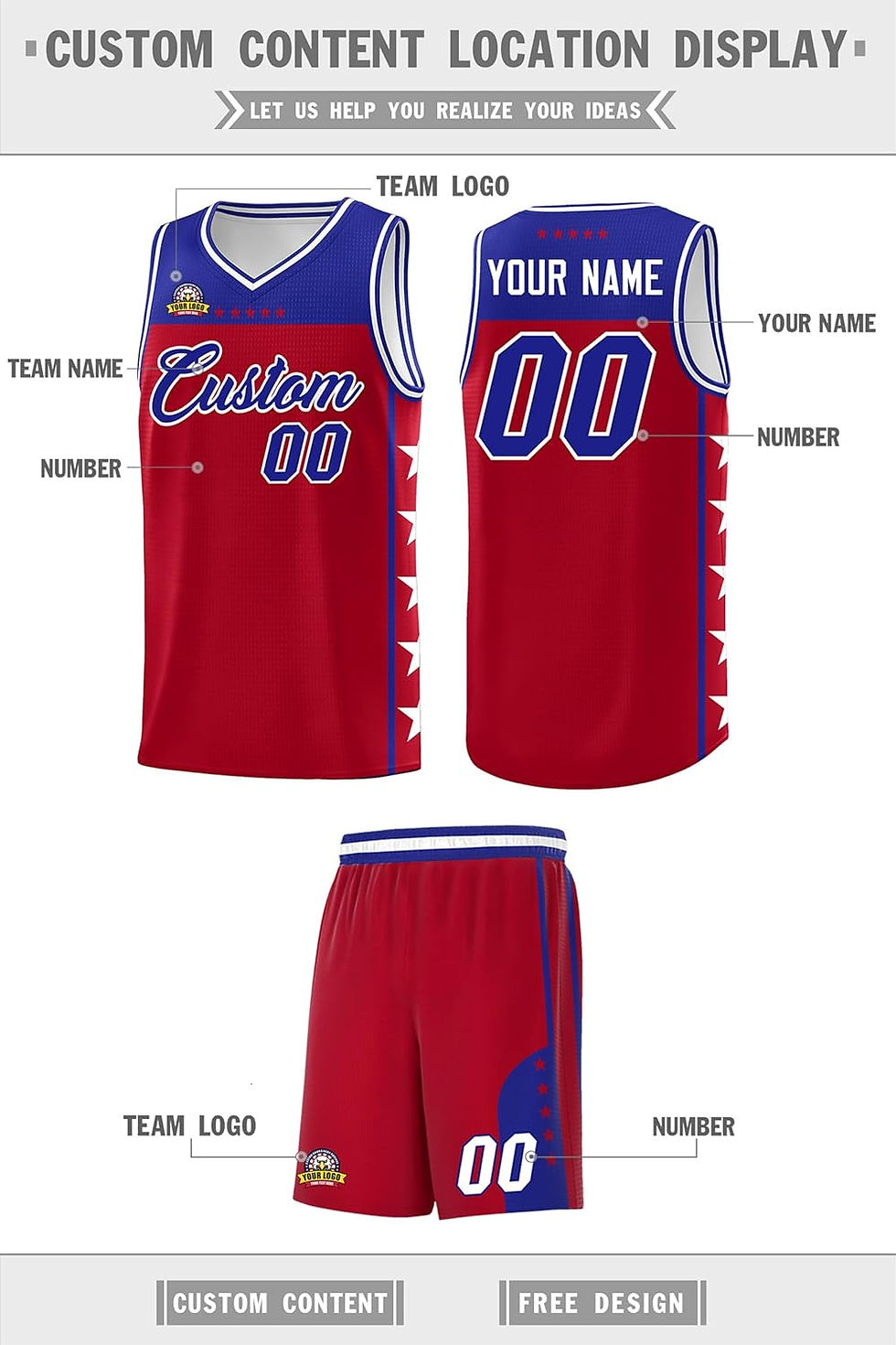 Thumbnail: Custom Basketball Jersey Uniform Personalized Sportswear Printed Any Name Numbe