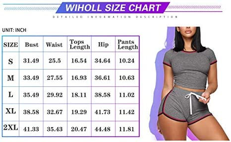 Thumbnail: WIHOLL Womens Casual 2 Piece Short Sleeve Outfits Sets Summer Sexy Active Track