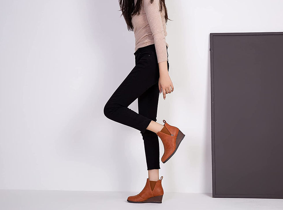 Thumbnail: Vepose Women's Ankle Boots Black Wedge Heel Booties Casual Shoes for Women