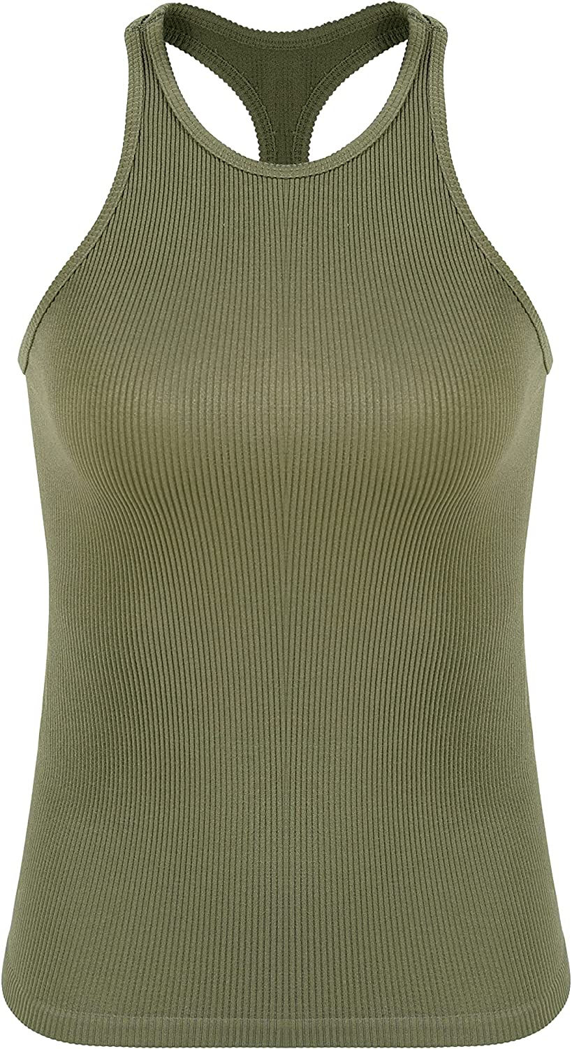 Thumbnail: ODODOS Women's Crop 3-Pack Washed Seamless Rib-Knit Camisole Crop Tank Tops