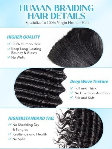 Thumbnail: Boho Hair for Braiding, 18 Inch Curly Virgin Human Braiding Hair for Women,100g