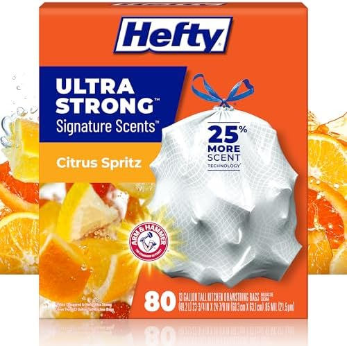 Thumbnail: Hefty Ultra Strong Signature Scents 13 Gallon Trash Bags, Citrus Spritz Scent, 