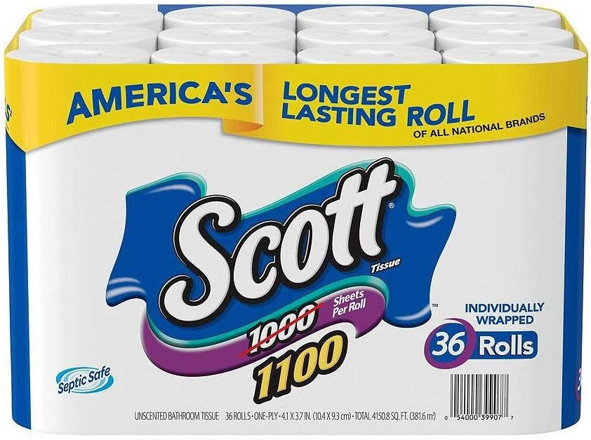 Thumbnail: Scott Bath Tissue, 1, 100 Sheetsper Roll, 36 Count