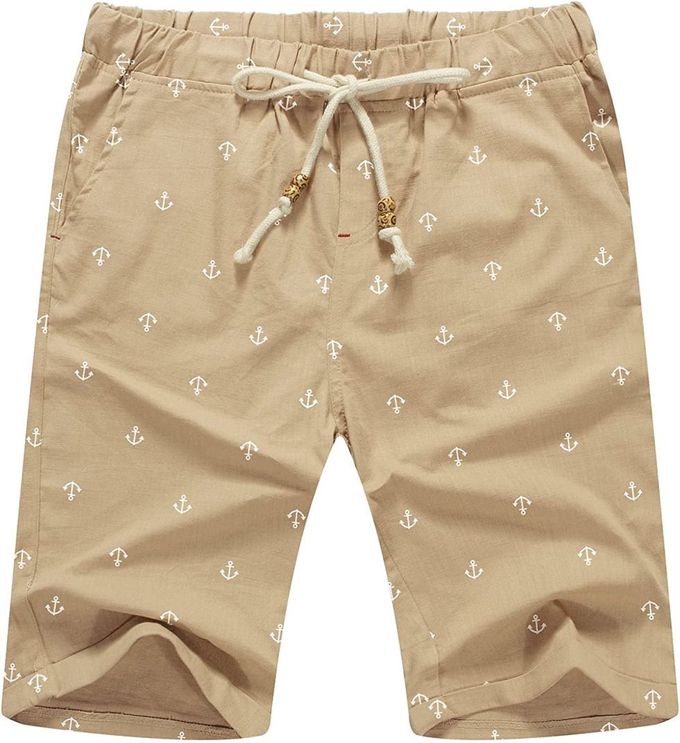 Thumbnail: NITAGUT Men's Linen Casual Classic Fit Short Drawstring Summer Beach Shorts