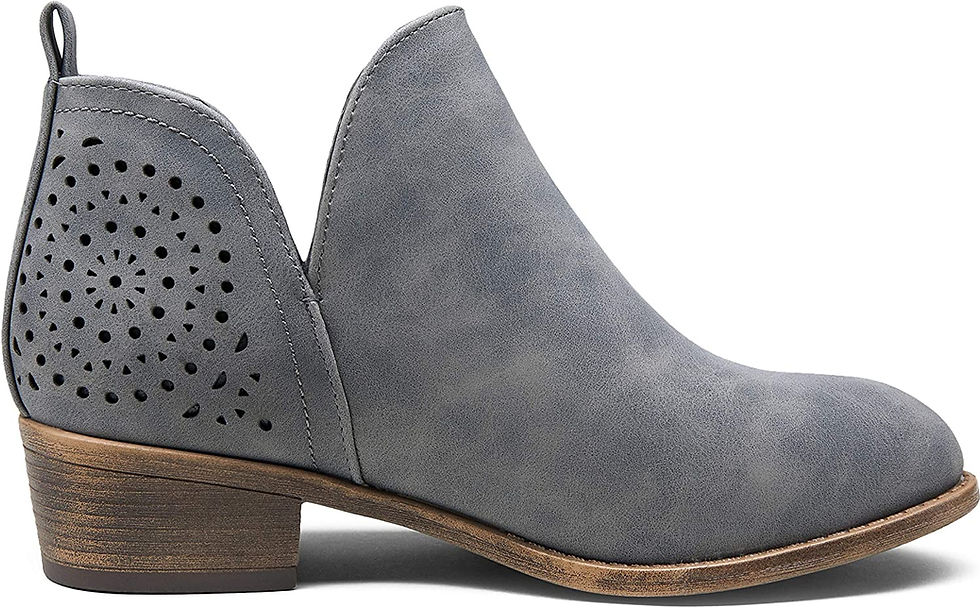 Thumbnail: Vepose Women's Ankle Boots Low Heels Chunky Cutout Booties Perforated Western S