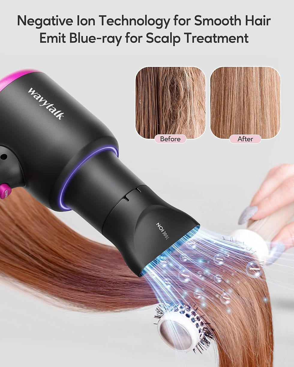 Thumbnail: Wavytalk Ionic Hair Dryer Blow Dryer with Diffuser & Comb for Curly Hair Profes