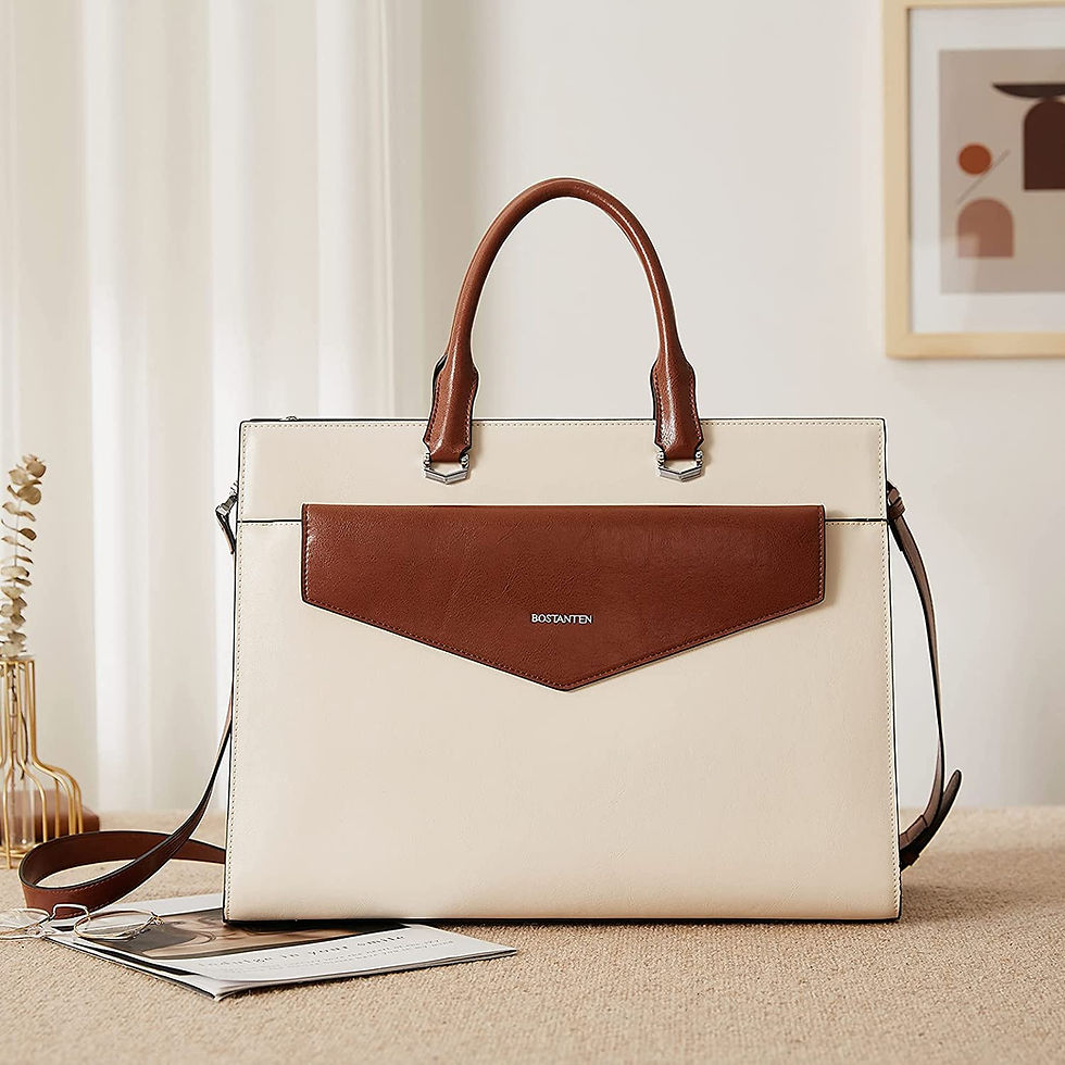Thumbnail: BOSTANTEN Briefcase for Women Laptop Tote 15.6 Inch Genuine Leather Handbag Wor
