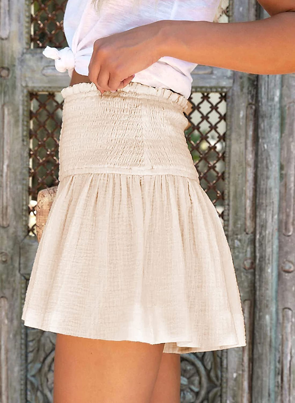Thumbnail: Dokotoo Womens Shorts Cotton High Elastic Waisted Pleated Ruffle Cute Shorts Be