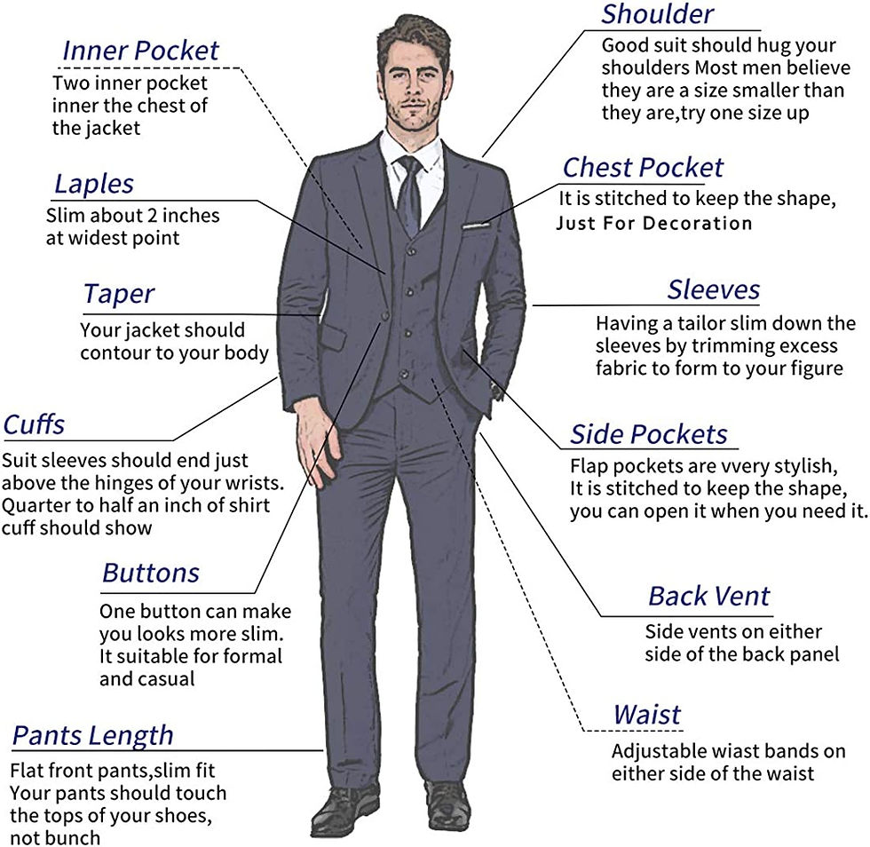 Thumbnail: MAGE MALE Men's 3 Pieces Suit Elegant Solid One Button Slim Fit Single Breasted