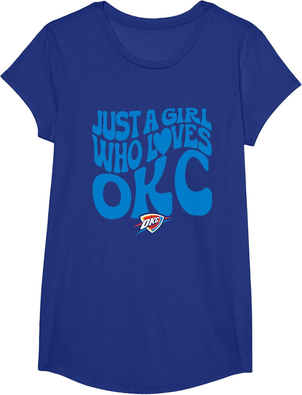 Thumbnail: NBA Just A Girl Who Loves OKC Blue Wavy Logo T-Shirt