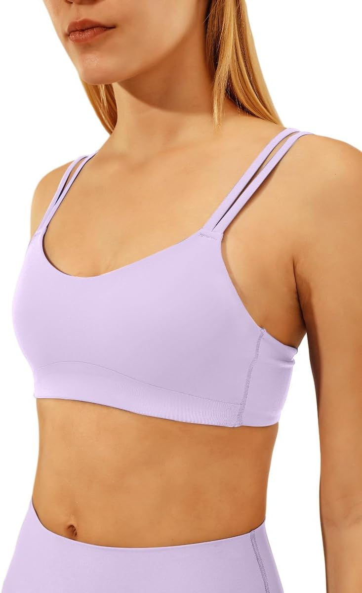 Thumbnail: MEIVSO Women's Seamless Sports Bra Longline Spaghetti Straps Wirefree Workout Y