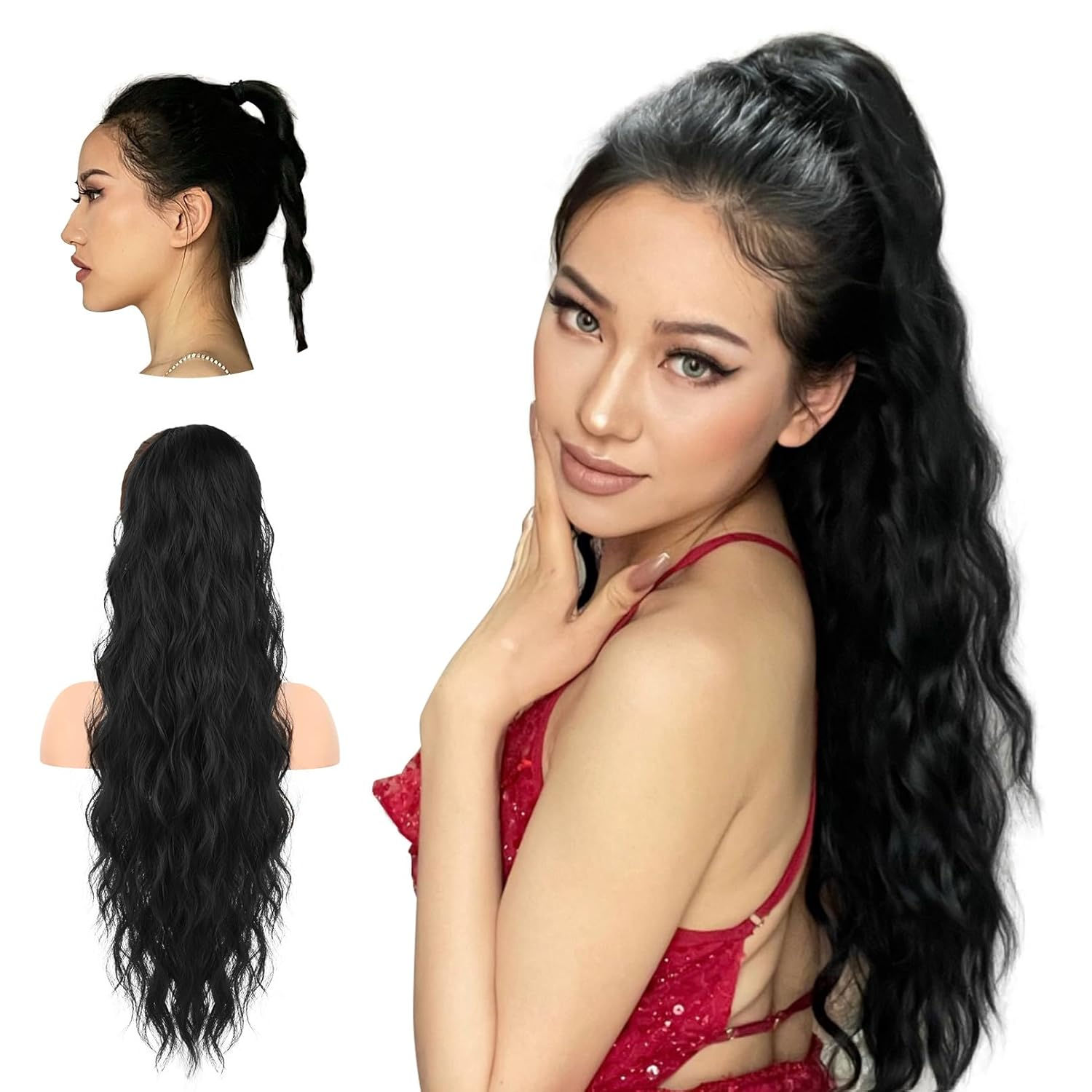 SEIKEA 26" Highlight Ponytail Extension，PT003 Eva Long Drawstring Ponytail Wavy