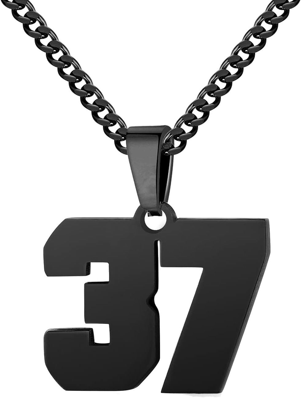 Thumbnail: Athletes Jersey Number Necklace 0-99 for Men - Stainless Steel Chain 22+2 Inch 