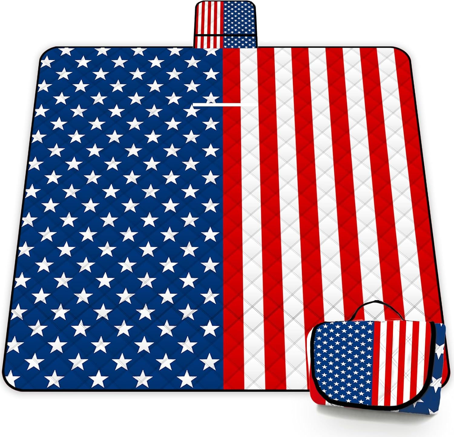 Extra Large Patriotic Picnic Blanket Waterproof,80"x 80"Foldable Machine Washab