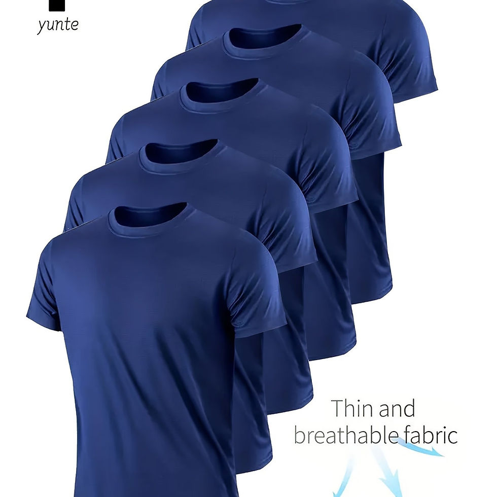 Thumbnail: 5pcs YUNTE Men's Ultra-Light White Quick-Dry T-Shirts - Breathable, Sweat Absor
