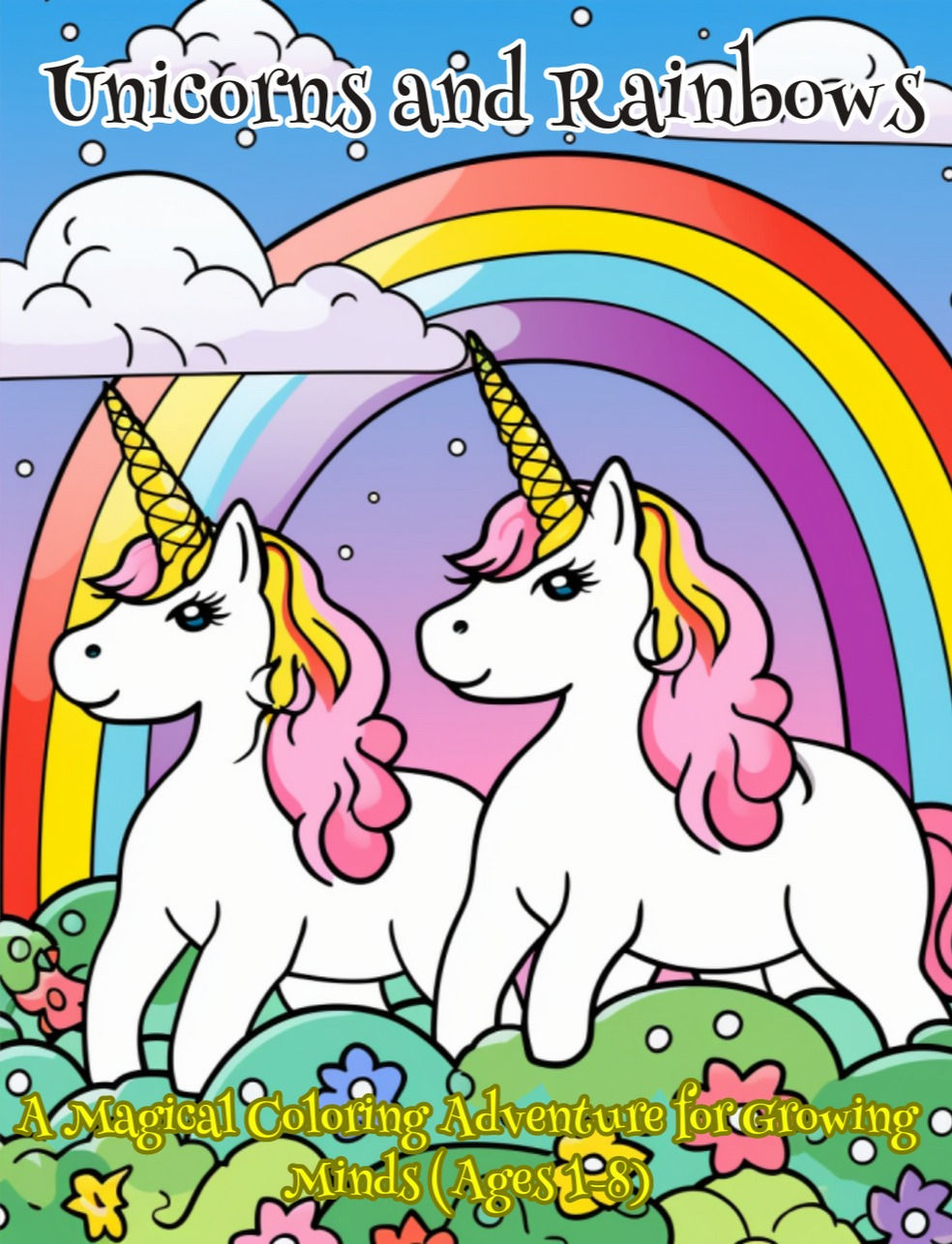 Unicorns and Rainbows a coloring book ages 1-8