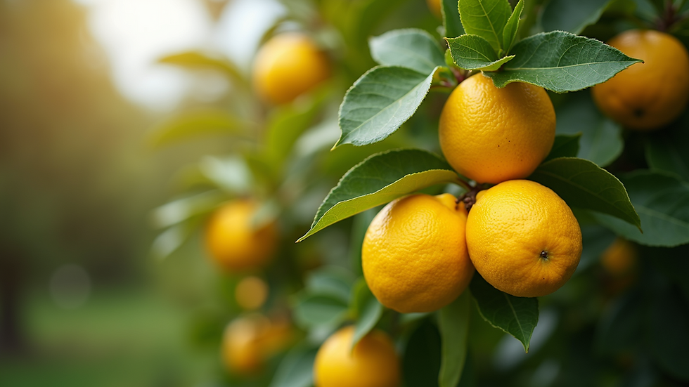 Close-up view of vibrant Eureka lemons on a tree