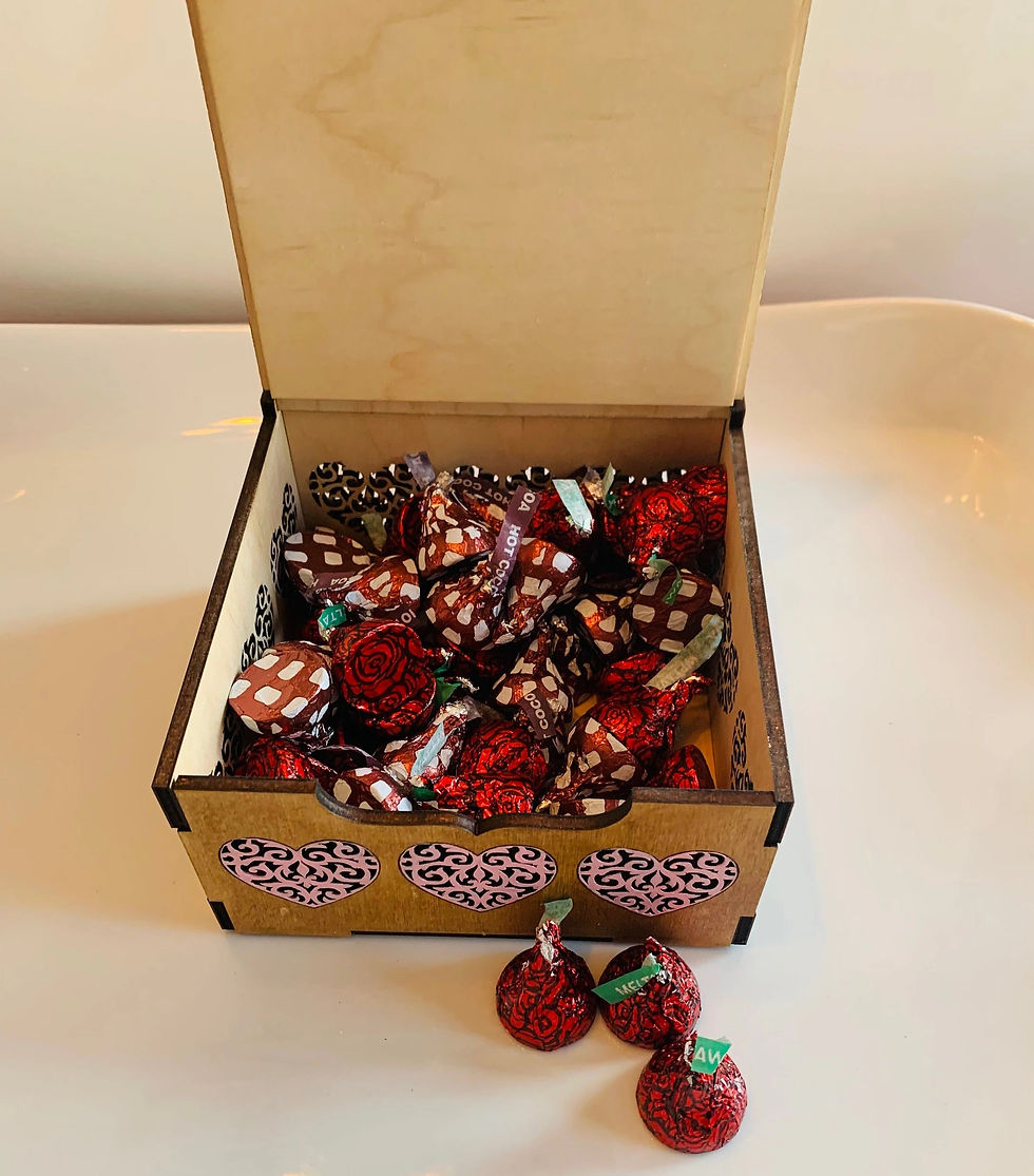 Thumbnail: Handmade unique wooden heart scroll trinket box