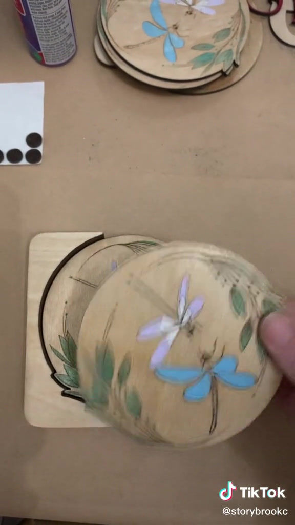 Thumbnail: Set of 4 Hand Painted Dragonfly Coasters