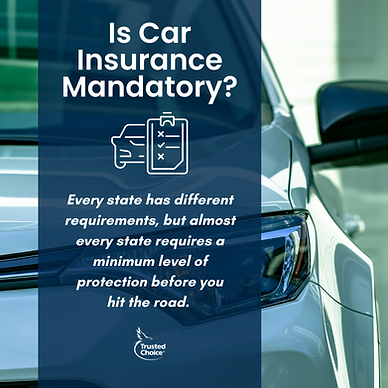 Is car insurance mandatory? Every state has different requirements, but almost every state requires a minimum level of protection before you hit the road.