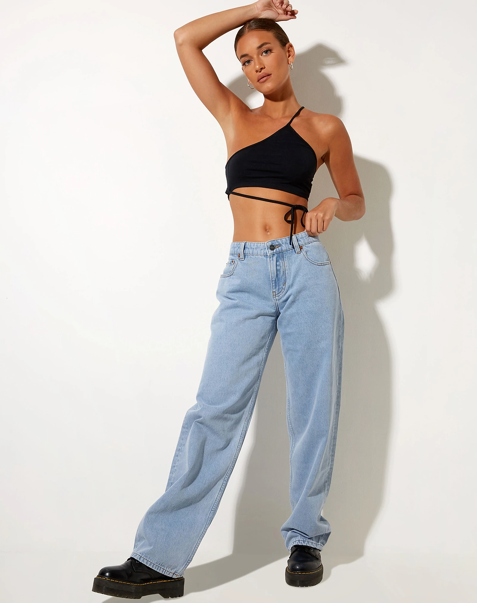 Thumbnail: LOW RISE PARALLEL JEANS IN LIGHT WASH BLUE