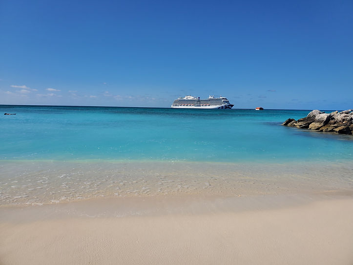 A cruise ship doks off of the Bahamas dring a Easter Caribbean cruise.