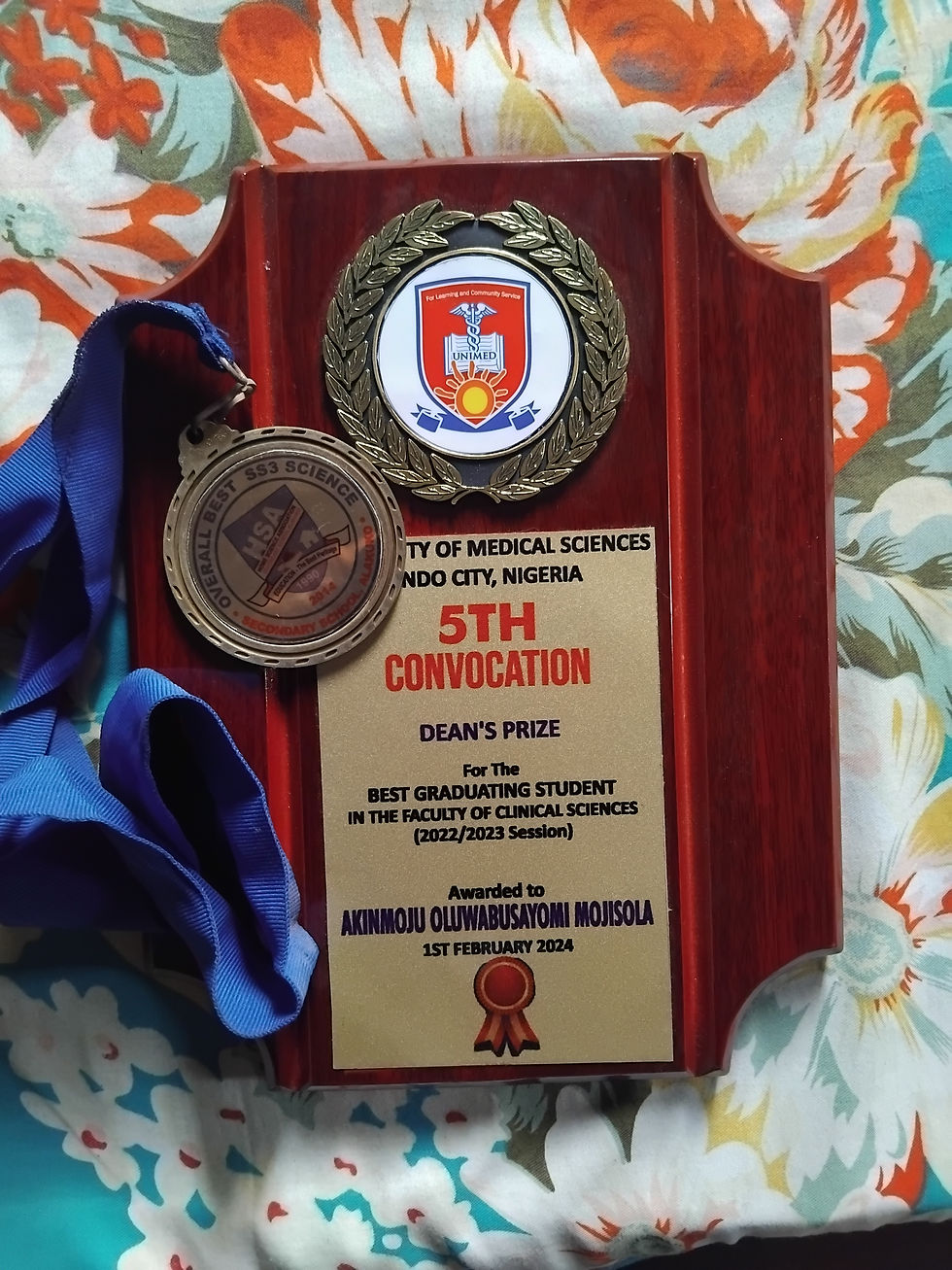 Awards. Best Graduating Student Medical school Univesity of Medical Sciences, Ondo. Best in clinical sciences