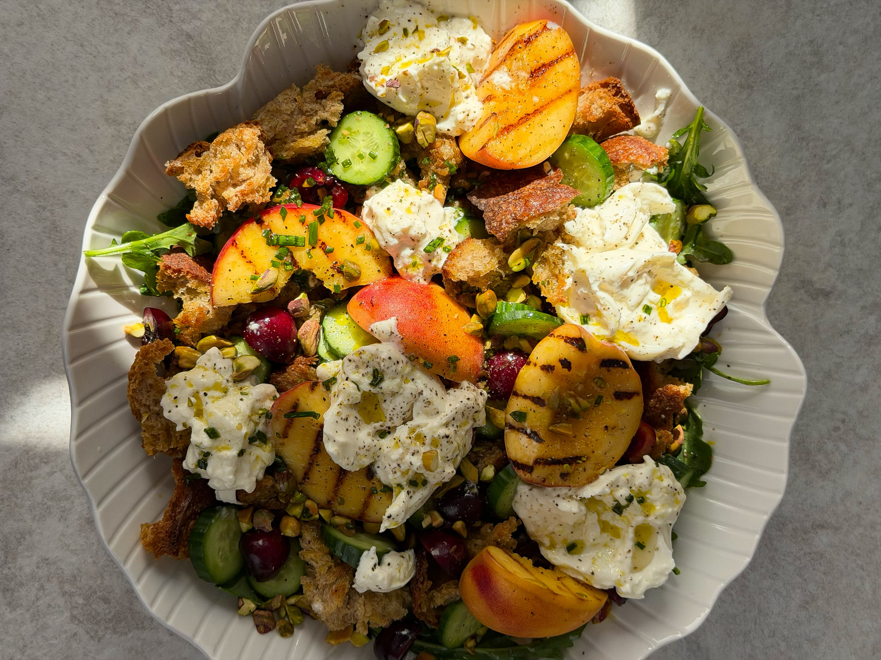 Grilled Peach and Cherry Panzanella