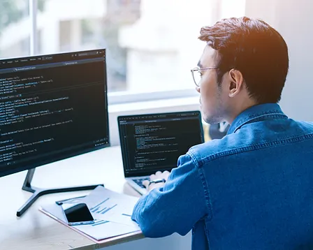 A man looking at a computer screen.webp