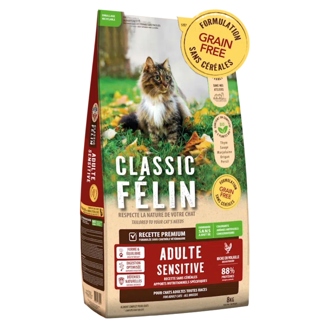 Classic Félin sensitive - croquettes sans céréales chat adulte