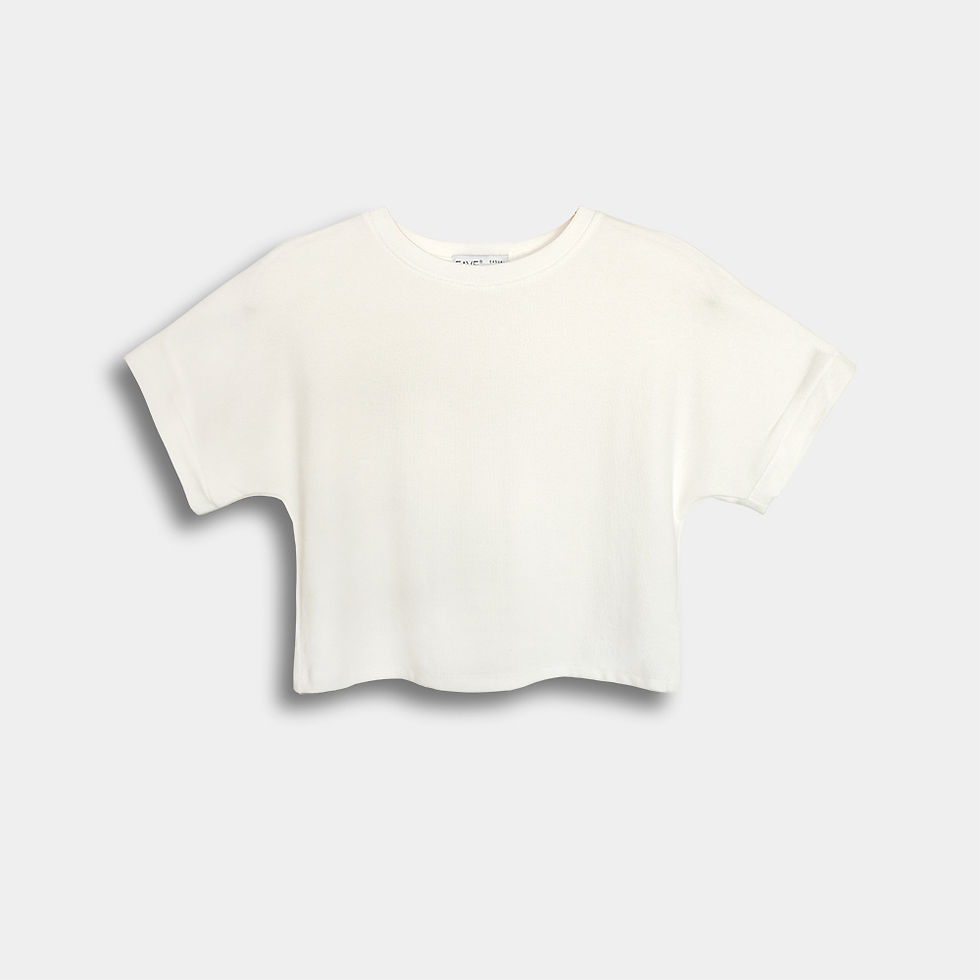 Thumbnail: Knit Short Sleeve Crop Top - White