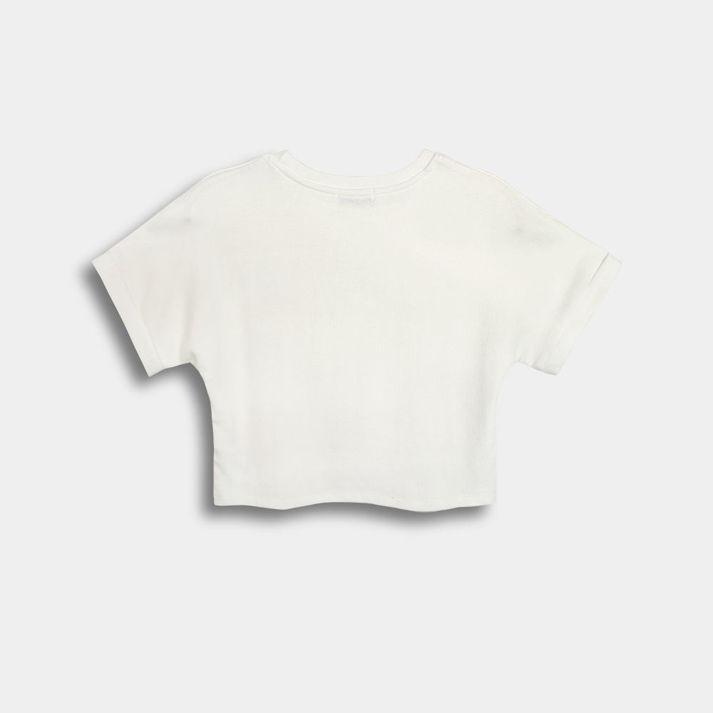 Knit Short Sleeve Crop Top - White