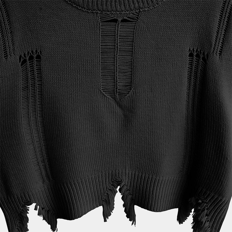Thumbnail: Knit Long Sleeve Crop Top - Black