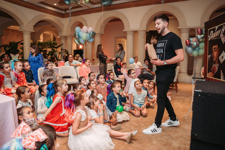 Danny performing at a child's birthday party