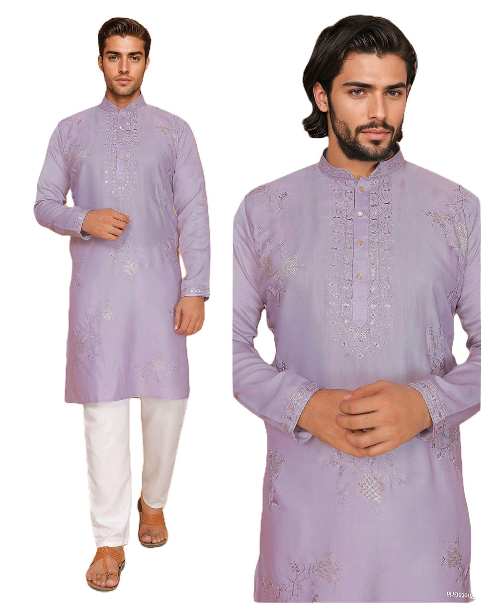 Thumbnail: P30000137 - Heavy Viscose Silk, Purple Kurta & White Pajama TAANI BAANI FASHION