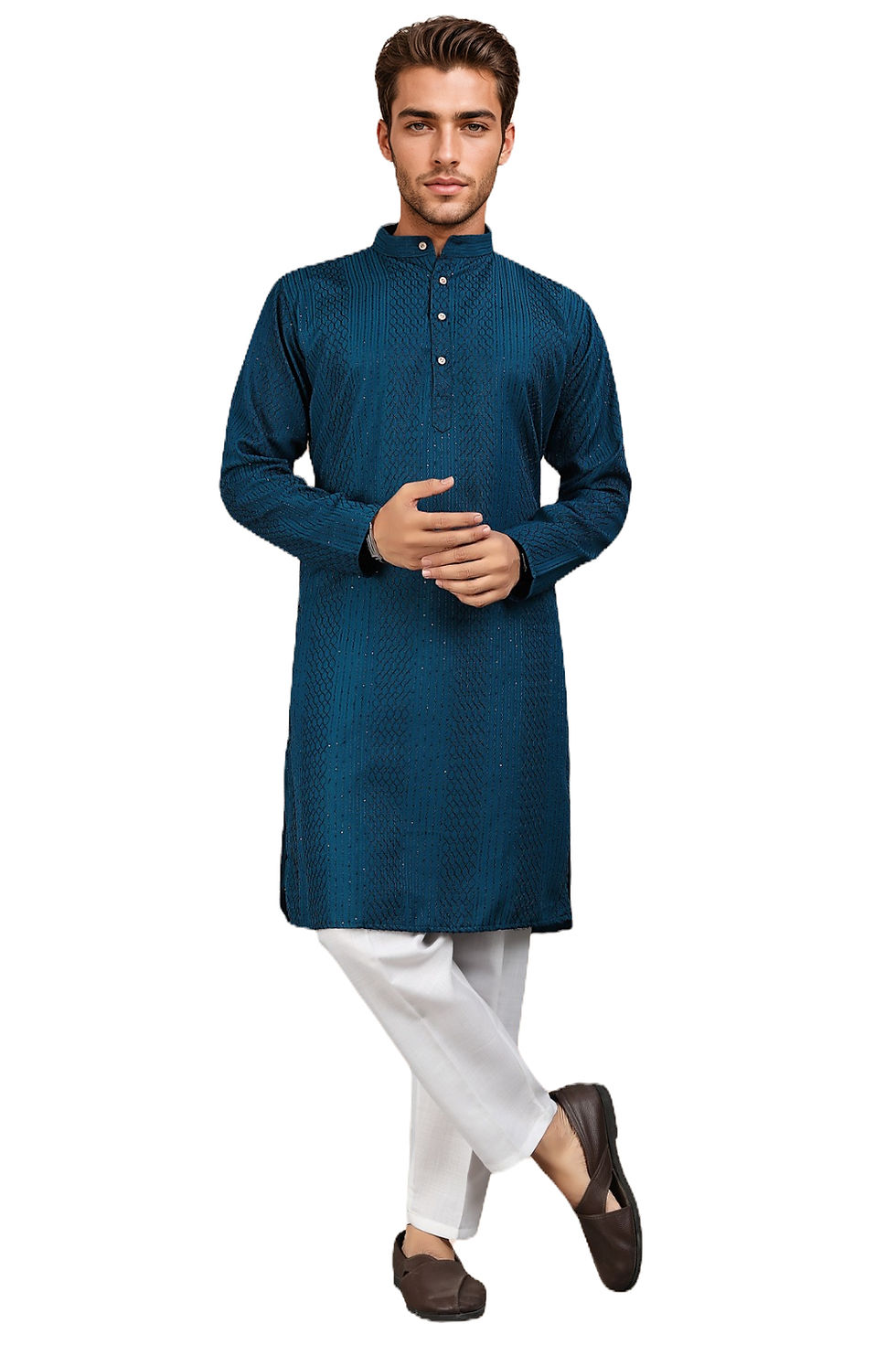 Thumbnail: P30000118 Cotton with Crochet Sequence Morpich Kurta, Pajama TAANI BAANI FASHION