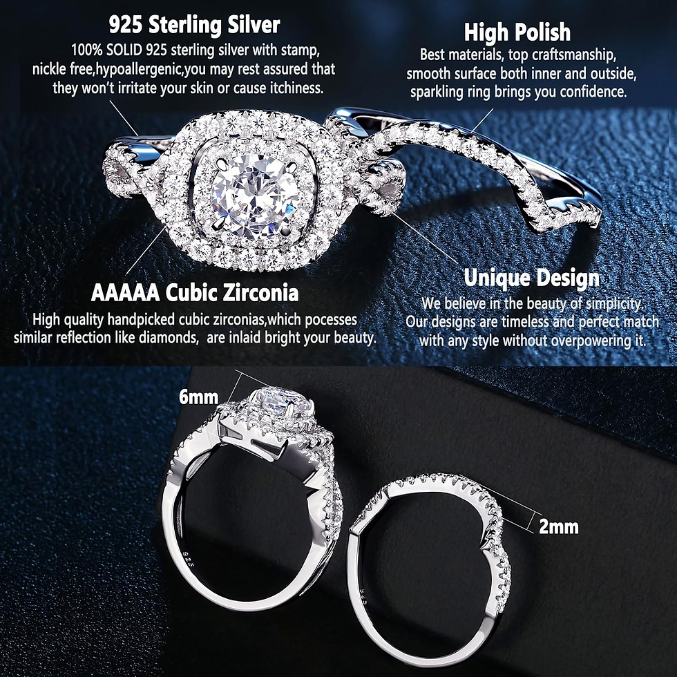Thumbnail: Moissanite Wedding Rings for Women 925 Sterling Silver Wedding Band Bridal Set r