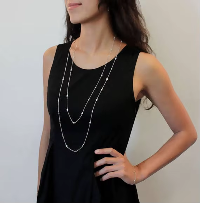 Thumbnail: 45Cm 85Cm 102Cm Long Choker Sweater Chain OL LADY Modern Jewelry AAA 3Mm Bezel C