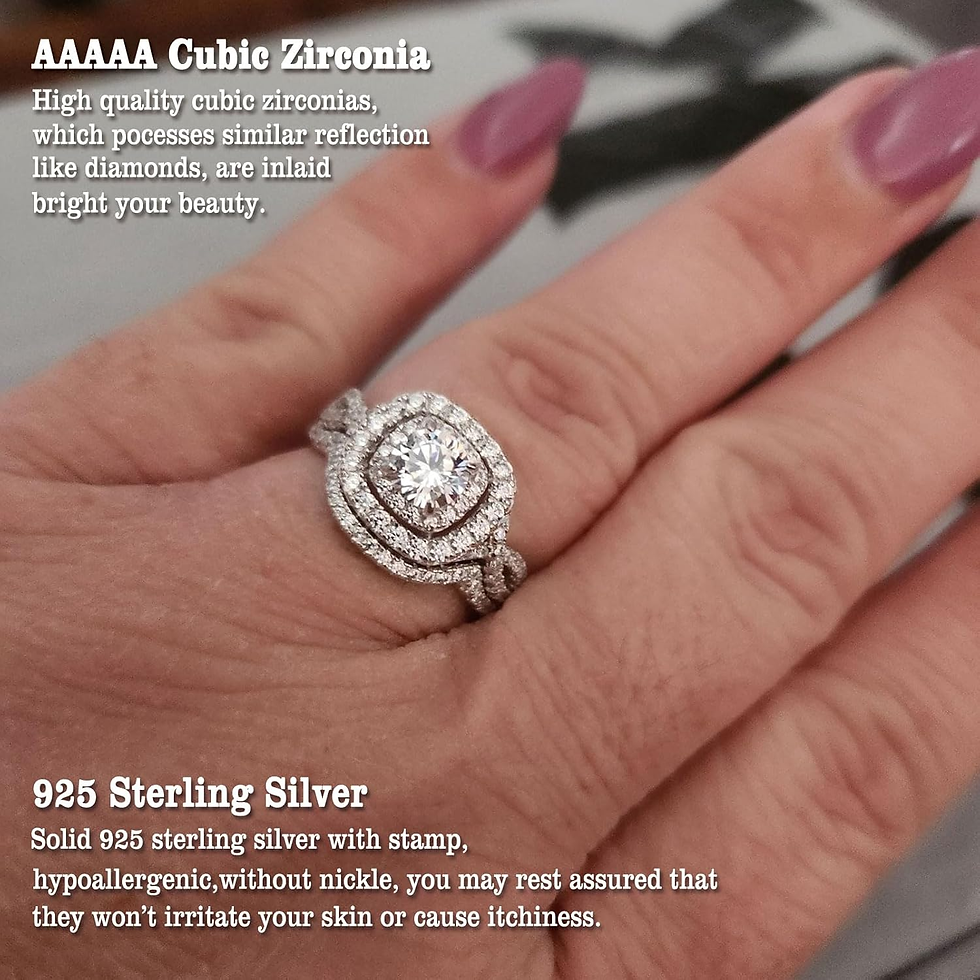 Thumbnail: Moissanite Wedding Rings for Women 925 Sterling Silver Wedding Band Bridal Set r