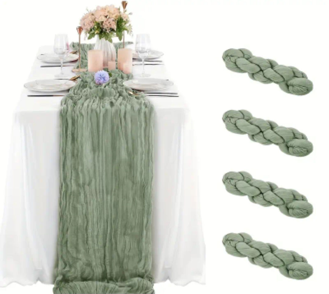 Sage Green Cheese Cloth Runner