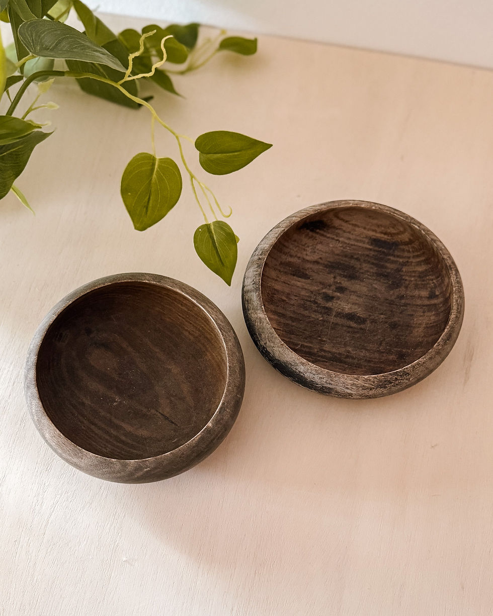 Thumbnail: SET OF GRAY WOODEN BOWLS