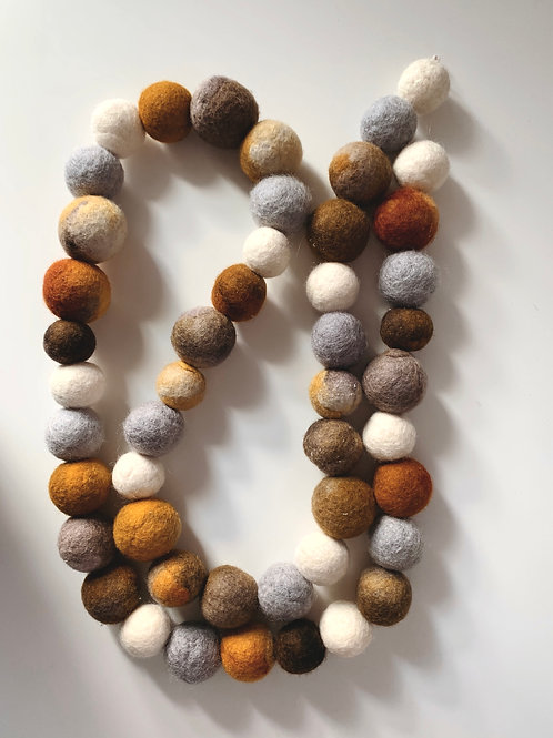 multi rust wool ball garland