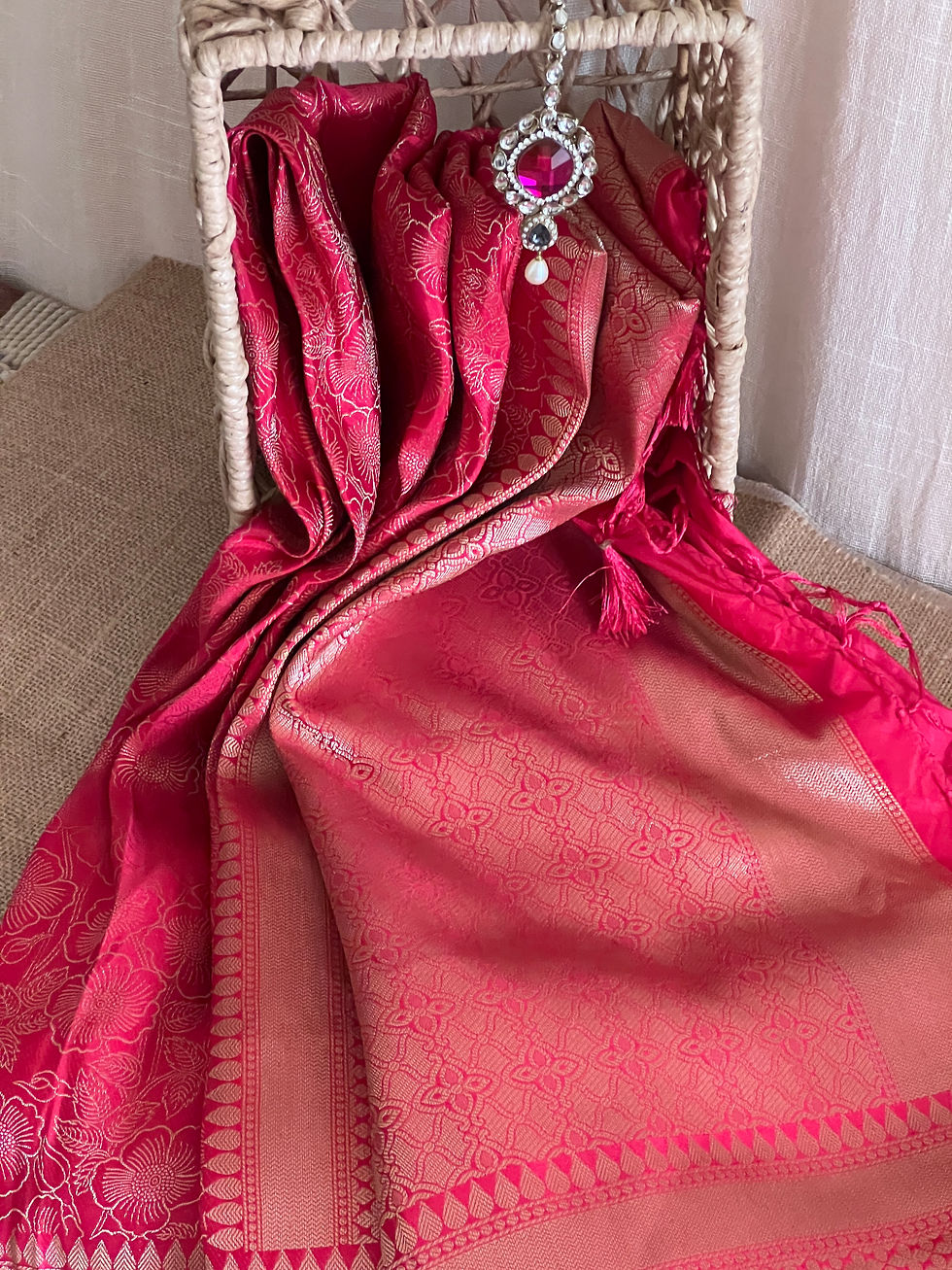Handloom banarasi silk saree pencil work scarlet red 6