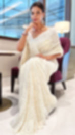 Hand Embroidered full jaal mukaish chikankari work pure georgette saree 1