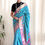 Thumbnail: Designer Ikat Patola Silk Saree Teal Violet