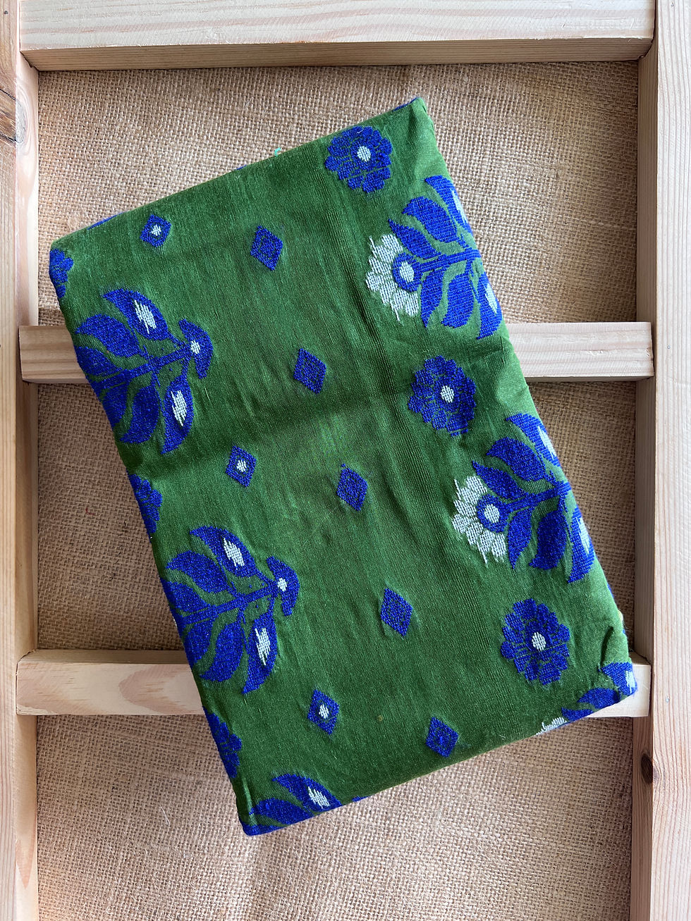 Handloom Bengal Tant Baluchari Saree (Green & Blue)