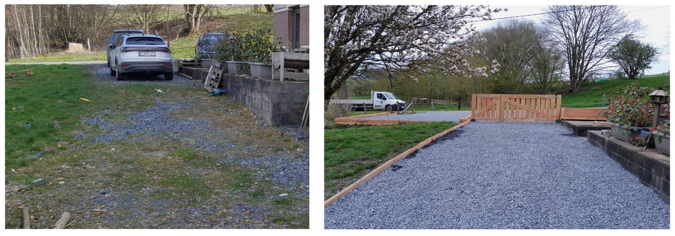 Avant/après Aménagement des abords + portail