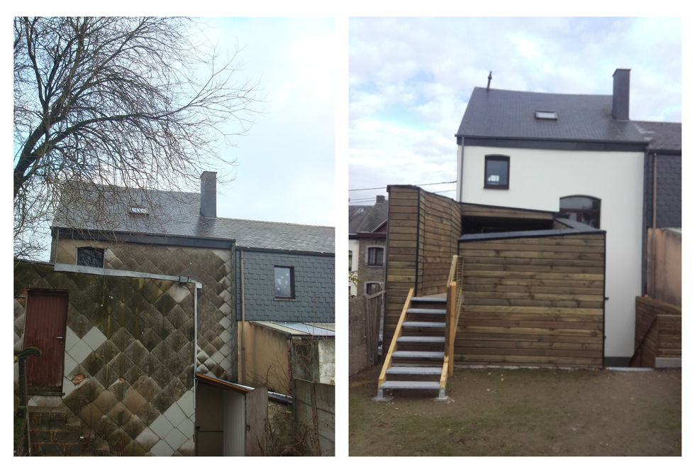 Avant/après Transformation d'une annexe, démolition, terrasse, bardage