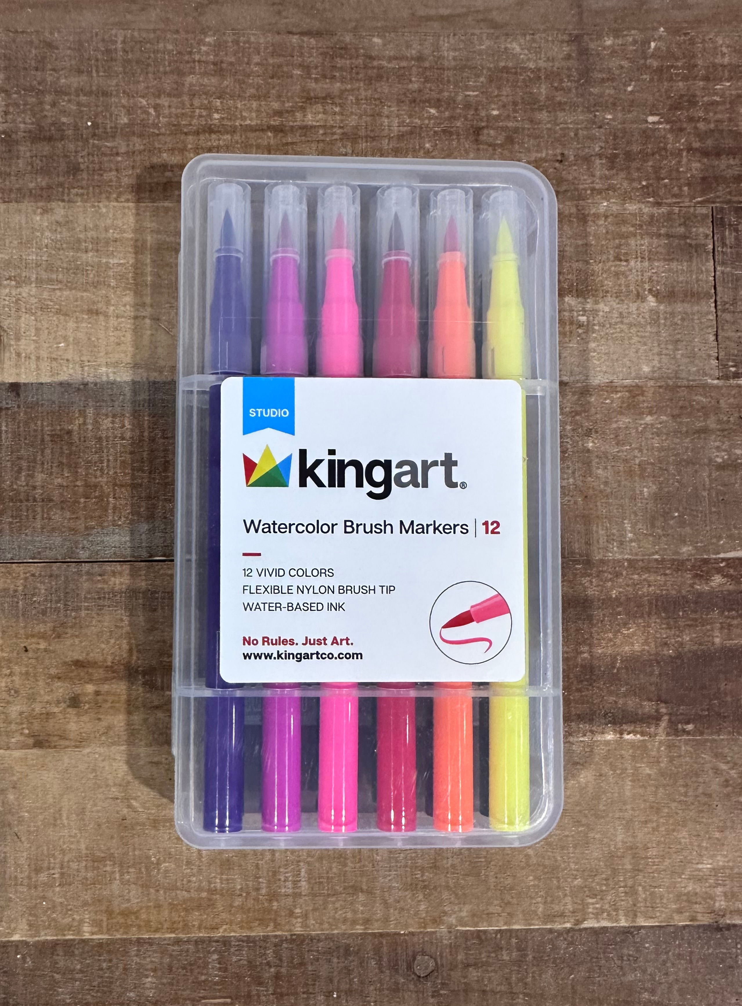 KINGART Studio, Watercolor Brush Markers, 12 Colors